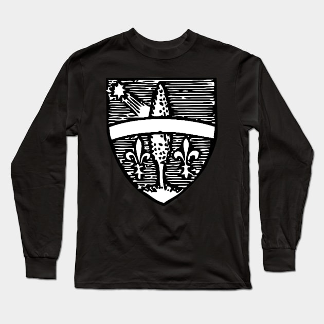 Shield of Pope Leo XIII (black & white) - black bkg Long Sleeve T-Shirt by DeoGratias
